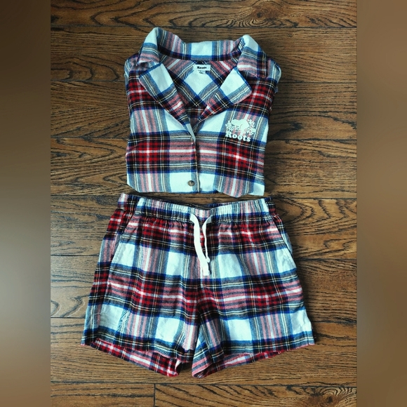 Roots Other - Roots PJ Set NWOT XXS - Plaid Red White Blue Yellow - Flannel - New